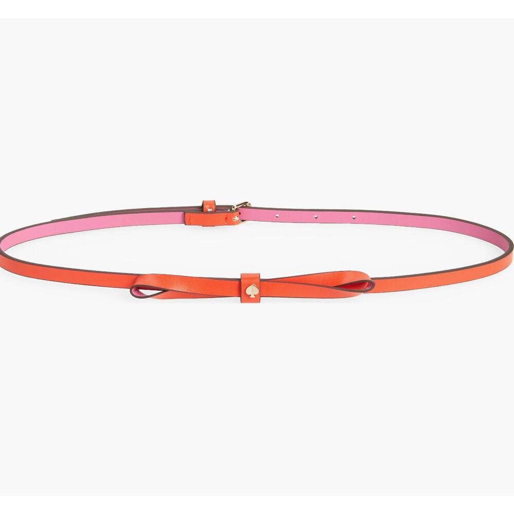 Kate Spade New York Colorblock Bow Belt - Red/Pink - Large NEW